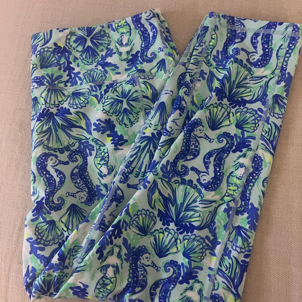 Lilly Pulitzer Blue and Green Sea Life Leggings